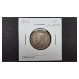1942  25 Cents George VI From Canada 80% Silver