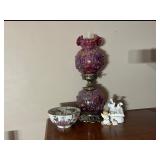 #102 • Fenton Ruby Red Lamp, Angel Figurine, Toyo Decorative Bowl