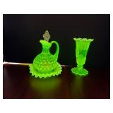 #283 • Uranium Glass Pitcher Decanter, Bud Vase