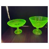 #286 • Footed Uranium Glass Bowls