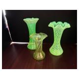 #293 • Ruffled Vases Uranium Glass