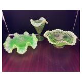 #294 • Uranium Glass Ruffled Edge Pieces