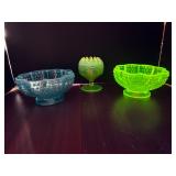 #297 • Uranium Hobnail Bowls, Blue Hobnail Bowl