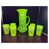 #305 • Vintage Uranium Glass Pitcher Set