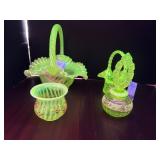 #307 • Uranium Flower Candy Baskets Trumpet Style Vase