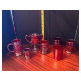 #329 • Fenton Carnival glass Loving Cup, Beer Mugs, and other pieces