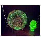 #345 • Uranium Hobnail Fairy Lamp; Uranium Plate