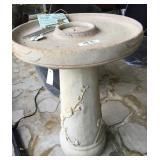 Fabricated stone bird bath & window chime