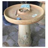 Fabricated stone bird bath & window chime