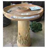 Fabricated stone bird bath & window chime