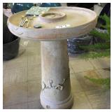 Fabricated stone bird bath & window chime