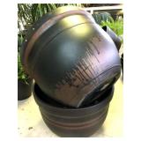 2) 19" Madison Black w/ Bronze Wash Smooth planter