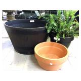 24' barrel, 12' clay & 15' planter & fern mum