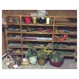 3 shelves of floral decor & misc