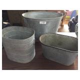 3 galvanized pans