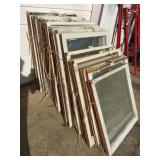 25 assorted vintage wood frame windows