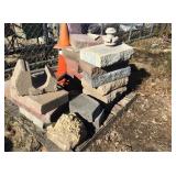 pallet  of landscape stone, 3 hazard cones