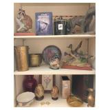 3-Shelves of misc. home decor & books