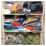 Camo & misc. Men's clothes on shelf