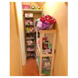 White wood shelf 30x11x47 H, little girl's clothes