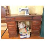 Sewing machine, wood cabinet & sewing items