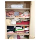 all on 5 shelves  linens in closet  closet