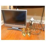 26' Flat screen TV & brass decor