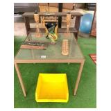 glass top table 29x29 & bookshelf 37x9x37 H &