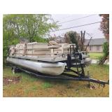 Pontoon boat & trailer w/48 H Johnson motor