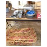 pots & pans & wicker picnic basket