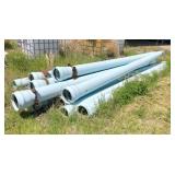 13) 20 ft sticks of thick wall green plastic pipe