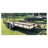 16 ft by 76" flatbed trailer  w 4 ft ramp