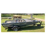 2002 Lowe 17 ft alum. bass boat & trailer