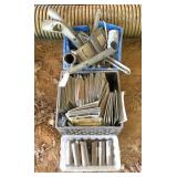 box of license plates & misc. metal