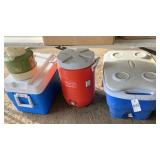 2-ice chests & 2-water coolers