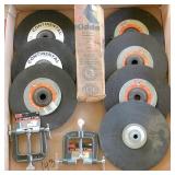 7-grinding discs 9x1/4x7/8, clamps & fire