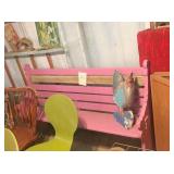Wood bench w/chicken