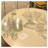 Glassware: plates, saucers, decanter w/stoper &