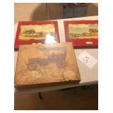 Old West pictures & box w/antique car