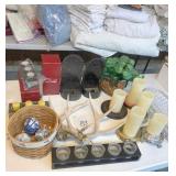 Home decor: votives, candle holders, antlers,