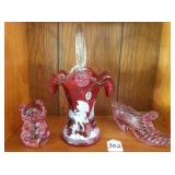 Fenton Mary Gregory Basket & misc. Fenton glass