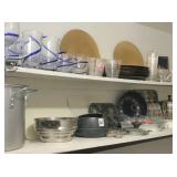2-shelves of baking pans, pot & misc. kitchen