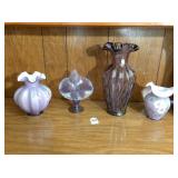 Fenton Purple Opalescent Vase & Pitcher, Purple