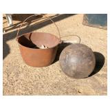 86 lb cannonball & 10" dutch oven