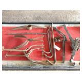 come along, pry bars, chin binder, misc