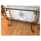 Glass top metal bas sofa table 32x12x32" H