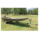 14ft x38" bot alum boat & trailer -no paperwork