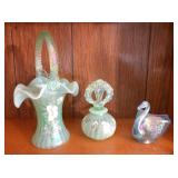 Fenton Basket, Perfume Bottle & Swan