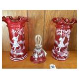 Fenton Mary Gregory Vases & Bell