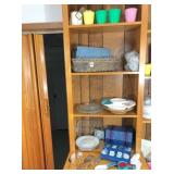 Planter, glassware, roll up caddy & misc.